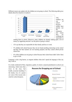 Different reason can explain why the children are not going to school. The following table gives 
details about the situation