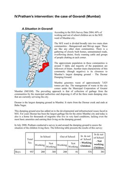 IV.Pratham’s intervention: the case of Govandi (Mumbai)
A.Situation in Govandi
According to the SSA Survey Data 2004, 60% of
