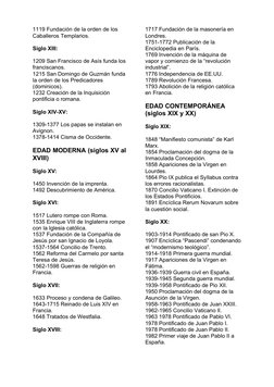 1119 Fundación de la orden de los 
Caballeros Templarios.
Siglo XIII:
1209 San Francisco de Asís funda los 
franciscanos.
121