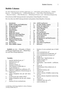 c⃝2005 Wiley-VCH Verlag GmbH & Co. KGaA, Weinheim
10.1002/14356007.b04 275
Bubble Columns
1
Bubble Columns
For other industri