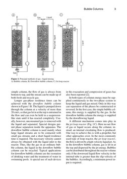 Bubble Columns
3
Figure 1. Principal methods of gas – liquid mixing
A) Bubble column; B) Downﬂow bubble column; C) Jet loop r