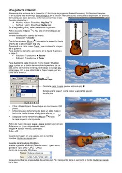 Una guitarra volando: 
Abriremos dos archivos de la dirección: C:\Archivos de programa\Adobe\Photoshop 5.0\Goodies\Samples 
(