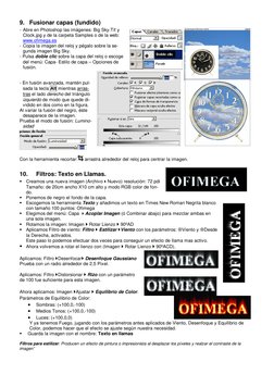 9. Fusionar capas (fundido) 
-  Abre en Photoshop las imágenes: Big Sky.Tif y 
Clock.jpg y de la carpeta Samples o de la web: