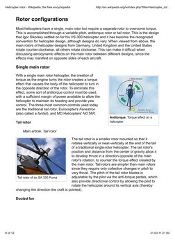 Antitorque: Torque effect on a
helicopter
Tail rotor of an SA 330 Puma
Rotor configurations
Most helicopters have a single, m