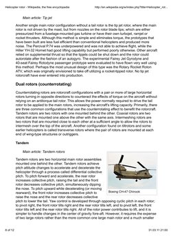 Boeing CH-47 Chinook
Main article: Tip jet
Another single main rotor configuration without a tail rotor is the tip jet rotor,