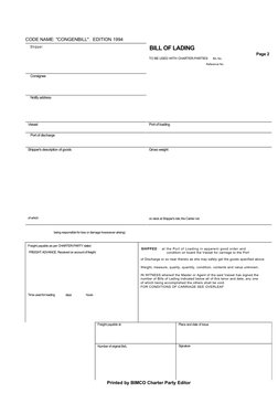 1994 Congenbill: Charter Party B/L | PDF | Bill Of Lading | Cargo