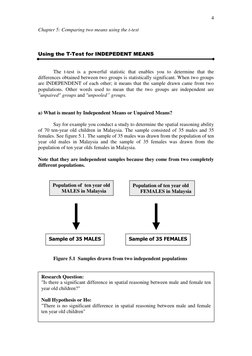 Chapter 5: Comparing two means using the t-test 
 
 
4 
 
Using the T-Test for INDEPEDENT MEANS 
 
 
 
The t-test is a po