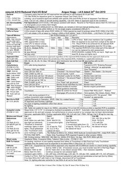 easyJet A319 Reduced Viz/LVO Brief 
Angus Hogg – v4.9 dated 24th Oct 2010 
(Valid for Ops ‘A’ Issue 2 Rev 15 [Sep 10], Ops ‘B