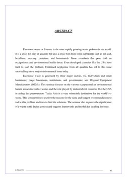 E-Waste Management Project Report | PDF | Electronic Waste | Waste ...