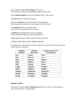 Do you think she can still be working? It'svery late. 
(Você acha que ela pode estar trabalhando ainda? É muito tarde.) 
5. N