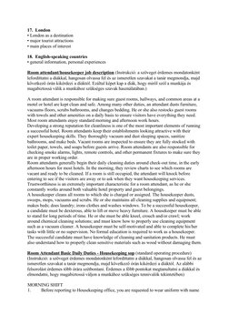 17.  London 
• London as a destination 
• major tourist attractions 
• main places of interest 
18.  English-speaking countri