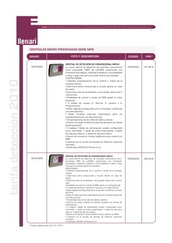 tarifa detección 2010
* Precios válidos hasta el 31/01/2011
4
LLENARI  SISTEMAS DE SEGURIDAD. Pol. Ind. Mutilva Baja c/R nave