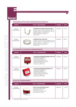tarifa detección 2010
* Precios válidos hasta el 31/01/2011
8
LLENARI  SISTEMAS DE SEGURIDAD. Pol. Ind. Mutilva Baja c/E Edif