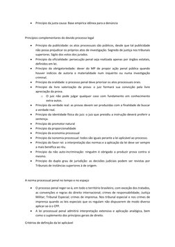  
Princípio da justa causa: Base empírica idônea para a denúncia 
 
Princípios complementares do devido processo legal 
 
P