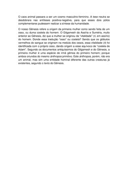 O caos animal passara a ser um cosmo masculino-feminino. A tese neutra se 
desdobrara nas antíteses positiva-negativa, para q