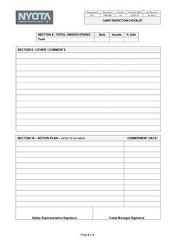Camp Inspection Checklist Template | PDF | Hygiene | Laundry
