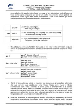CENTRO EDUCACIONAL FUCAPI – CEEF 
CURSO TÉCNICO – ELETRÔNICA 
APOSTILA – INGLÊS TÉCNICO 
 
 
Inglês Técnico - Página 6 
 
com