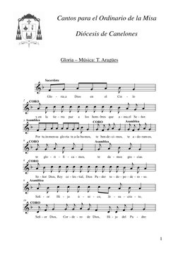 Cantos para el Ordinario de la Misa
Diócesis de Canelones
Gloria – Música: T. Aragües
1      
& b œ
œ
œ
œ
œ
Jœ
œ
Glo
riaIa
Di