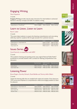 SKILLS
53
Engaging Writing 
Mary Fitzpatrick
3 Levels 
Engaging Writing provides step-by-step instruction for intermediate to