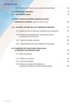 4  Manual de instalación   
8.1   Pruebas de Filtración para redes de Alcantarillado.  
18
9.0 CURVADO DE TUBERÍAS
19
10.0