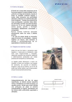 Manual de instalación   9
3.3 Cama 
       de apoyo   
3.4  Bajada de tuberías a zanja   
 
3.5 Nicho o cuneta
 
 
5 cm
cam