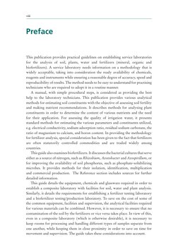 viii
Preface
This publication provides practical guidelines on establishing service laboratories 
for the analysis of soil, p