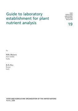 Guide to laboratory 
establishment for plant 
nutrient analysis 
 
FOOD AND AGRICULTURE ORGANIZATION OF THE UNITED NATIONS
Ro