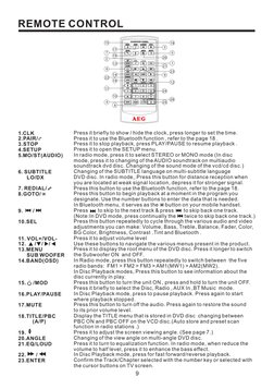 REMOTE CONTROL
9
1.CLK
2.PAIR/
3.STOP
4.SETUP
5.MO/ST(AUDIO)
6. SUBTITLE
LO/DX
7. REDIAL/
8.GOTO/
9.
/
10.SEL
11. VOL+/VOL-
1