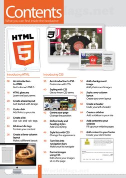 6
Contents
What you can fi nd inside the bookazine
Introducing HTML
18         HTML glossary
Learn the basic terms
 08