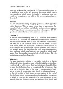 Chapter 2: Algorithms - Part II 
 
7 
come on, we know that switches {1, 2, 3} correspond to lamps L6, 
L4 and L9 in some ord
