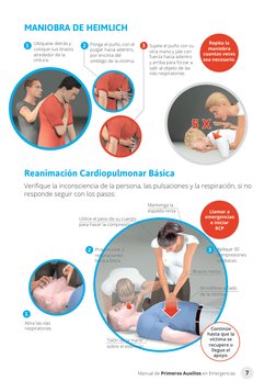 Manual de Primeros Auxilios en Emergencias
7
Verifique la inconsciencia de la persona, las pulsaciones y la respiración, si n