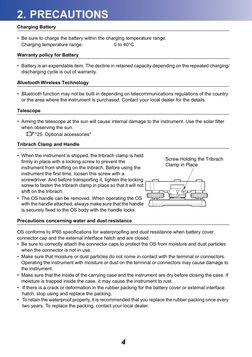 4
2. PRECAUTIONS
Charging Battery
• Be sure to charge the battery within the charging temperature range.
Charging temperature