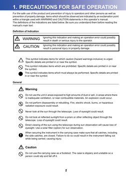 1
1. PRECAUTIONS FOR SAFE OPERATION
For the safe use of the product and prevention of injury to operators and other persons a