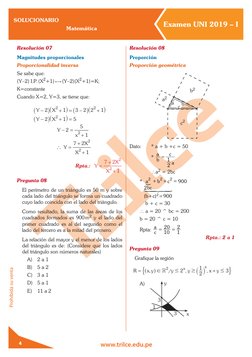 SOLUCIONARIO
Matemática
Examen UNI 2019 – I
www.trilce.edu.pe
Prohibida su venta
4
Resolución 07
Magnitudes proporcionales
P