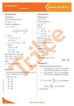 SOLUCIONARIO
Matemática
Examen UNI 2019 – I
www.trilce.edu.pe
Prohibida su venta
6
Resolución 10
Logaritmos
Inecuación logar