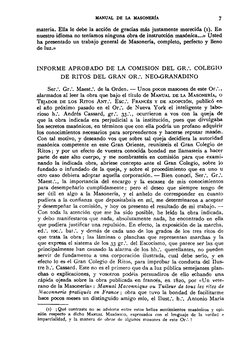 MANUAL DE LA MASONERfA 
7 
materia. Ella le debe Ja acción de gracias más justamente merecida ( I ). En 
nuestro idioma no te