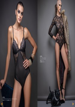 L5703_ 
BODY TRIANG SOFT DE PUNTILLA Y FANTASIA RAYADA 
TALLE: 85 AL 100 COLORES: NEGRO 
L5701_ 
BODY MANGA LARGA 
DE ENCAJE