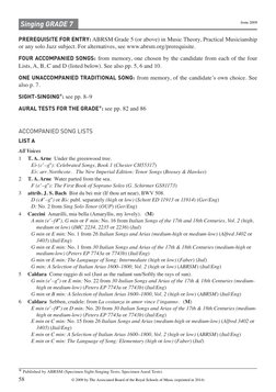 Singing GRADE 7
PREREQUISITE FOR ENTRY: ABRSM Grade 5 (or above) in Music Theory, Practical Musicianship
or any solo Jazz sub