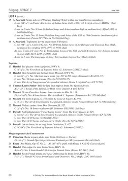 Singing: GRADE 7
LIST A (cont.)
15 A. Scarlatti  Sento nel core (What am I feeling?/I feel within my heart/Sorrow unending).