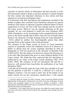 Inca Calendar and Ceque system in Exsul Immeritus 
76 
critically on specific details of information that they provide us wit