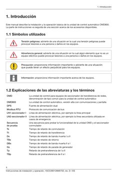 Instrucciones de instalación y operación, 1SCC390126M0702, rev. D / ES
4
1. Introducción
1. Introducción
Este manual describe