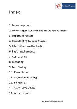 www.verticalprogress.net 
Index 
  
1. Let us be proud. 
2. Income opportunity in Life Insurance business. 
3. Important