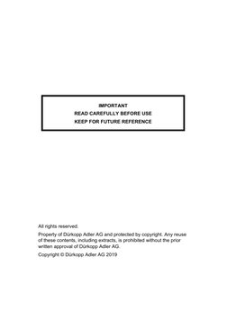 All rights reserved.
Property of Dürkopp Adler AG and protected by copyright. Any reuse 
of these contents, including extract