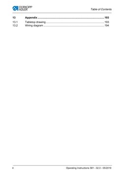 Table of Contents
4
Operating Instructions 581 - 02.0 - 05/2019
13
Appendix .................................................