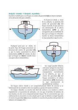 BUQUES «DUROS» Y BUQUES «BLANDOS»
Cuando se añade peso a un buque, su centro de gravedad (G) se mueve siempre 
en la direcció
