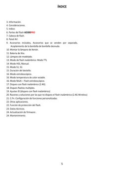  
5	  
ÍNDICE	  
	  
	  
	  
3.	  Información.	  
4.	  Consideraciones.	  
5.	  Indice.	  
6.	  Partes	  del