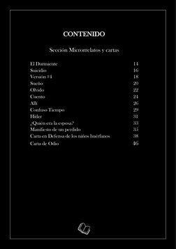 CONTENIDO 
 
Sección Microrrelatos y cartas 
 
El Durmiente