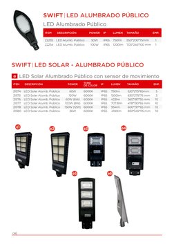 SWIFT  LED ALUMBRADO PÚBLICO
LED Alumbrado Público
22235
LED Alumb. Público
1
750lm
550*200*75mm
50W
IP65
22234
LED Alumb. Pú