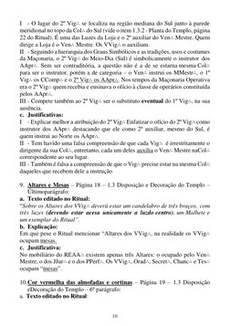 10 
I - O lugar do 2º Vig∴ se localiza na região mediana do Sul junto à parede 
meridional no topo da Col∴ do Sul (vide o ite