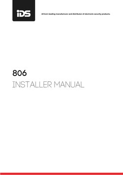 IDS 806 Installer Manual Overview | PDF | Telephone Number | Telephone